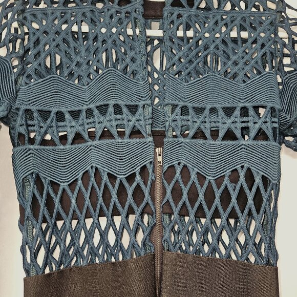 Taylor Swift choice Self-Portrait black/green openwork crochet mesh jumpsuit 2 - Picture 11 of 16